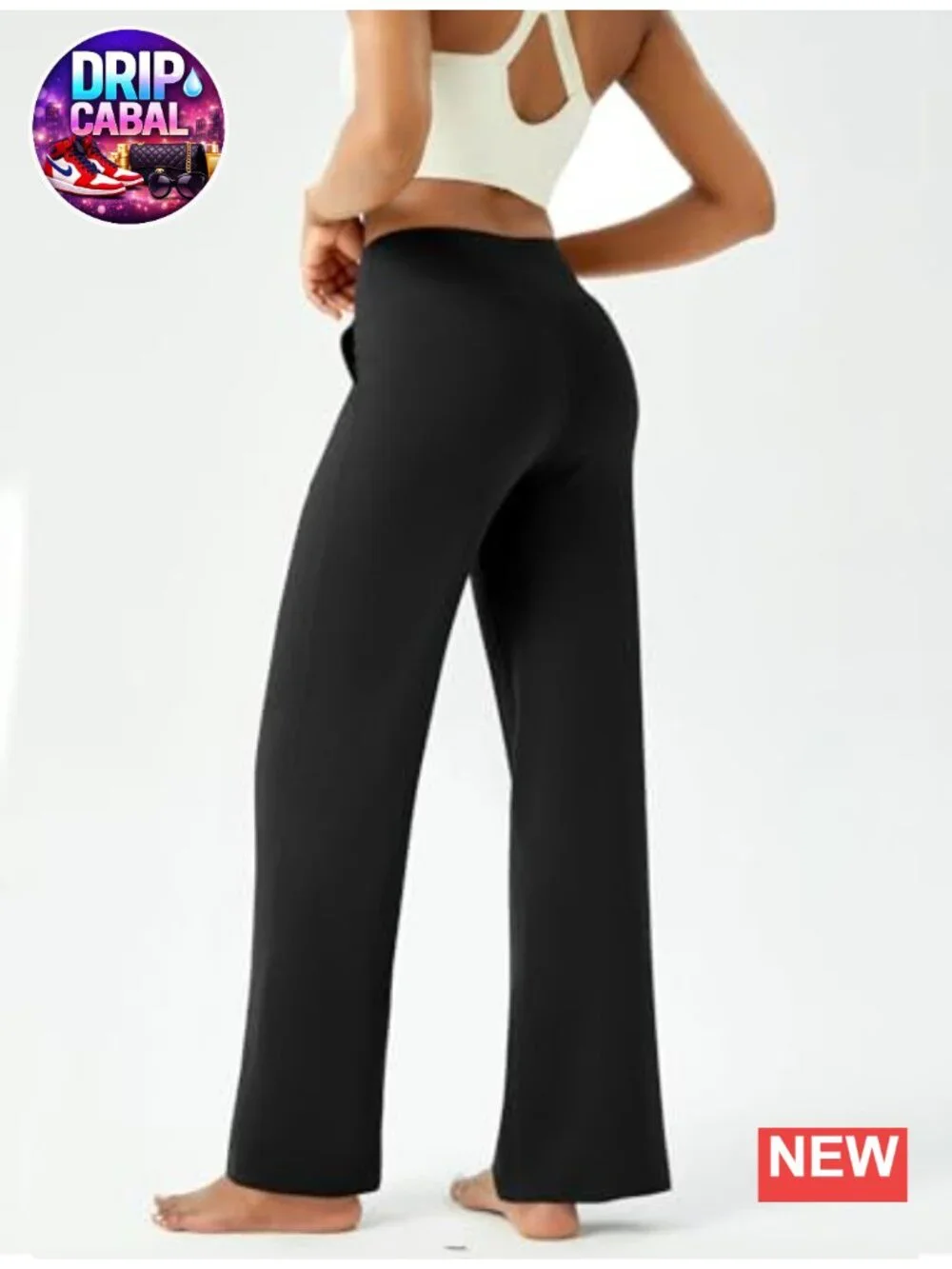 Wide Leg High Waist Yoga Pants 80% Polyester 20% Spandex Stretchy With Pockets